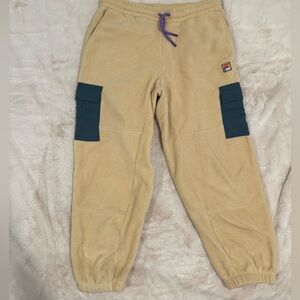 Beige Fleece Cargo Sweatpants